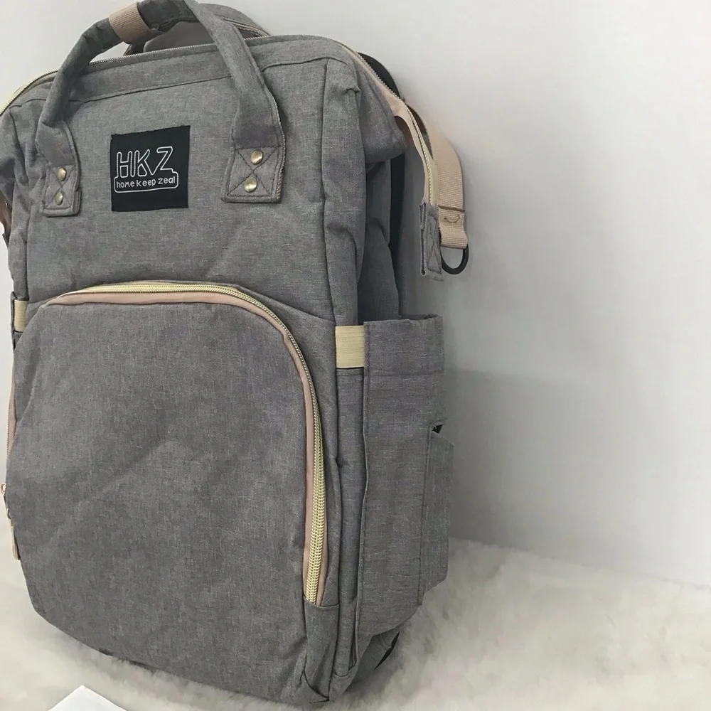 HKZ Home Keep Zeal Nylon Baby Diaper Bag/Backpack Foldable Crib Storage Travel